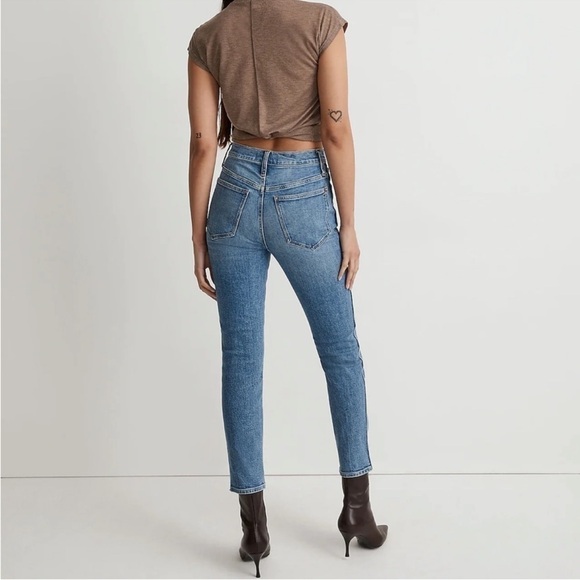 Madewell Stove Pipe Curvy Size 28 high rise 90s tapered ankle blue MOM jeans - Picture 2 of 12